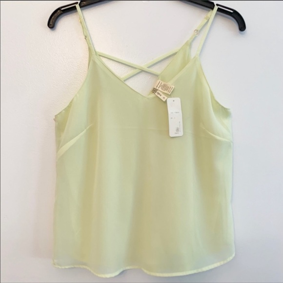 SALE! 𝅺JAPNA Yellow Lined Strappy Chiffon Tank Small NEW - Picture 1 of 4